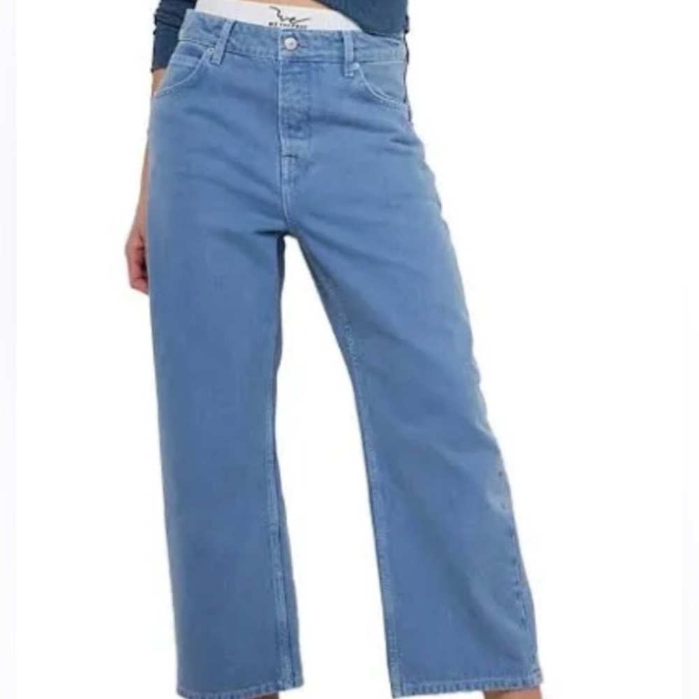 FREE PEOPLE WE THE FREE OCEAN DEEP TRANCE DROPPED BARREL BOYFRIEND JEANS